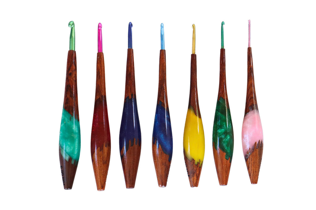 Wooden Crochet Hook Set | Handmade Rosewood & Resin Crochet Hooks