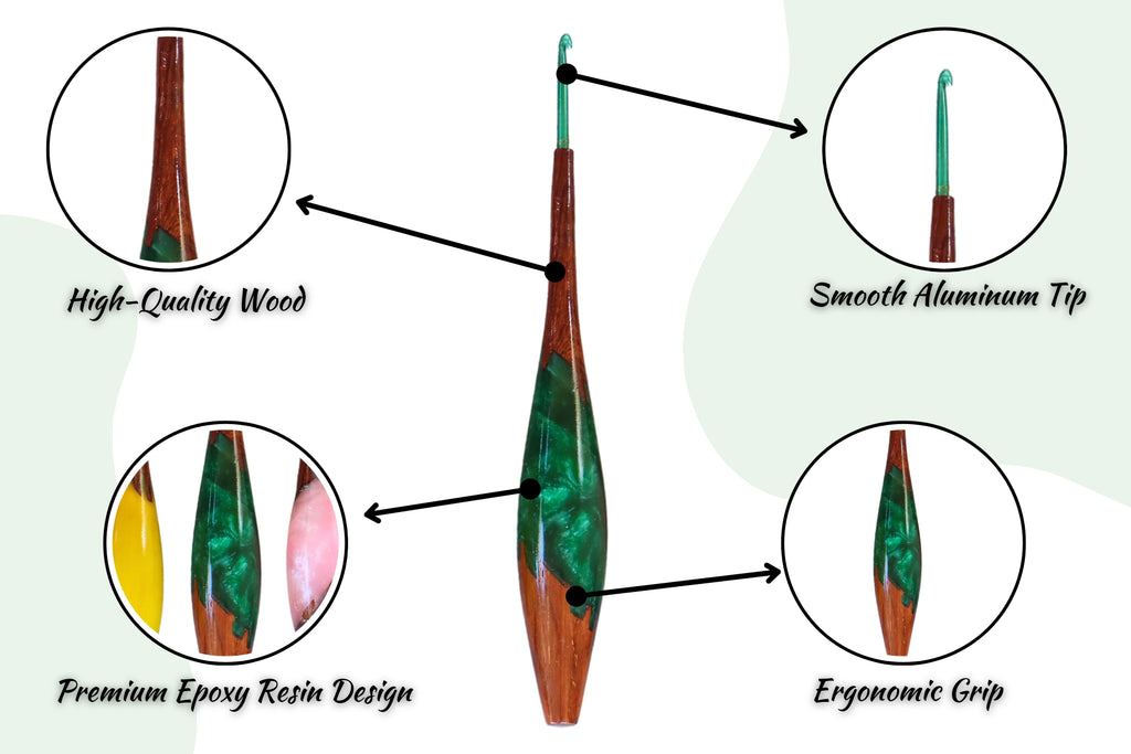 Wooden Crochet Hook Set | Handmade Rosewood & Resin Crochet Hooks