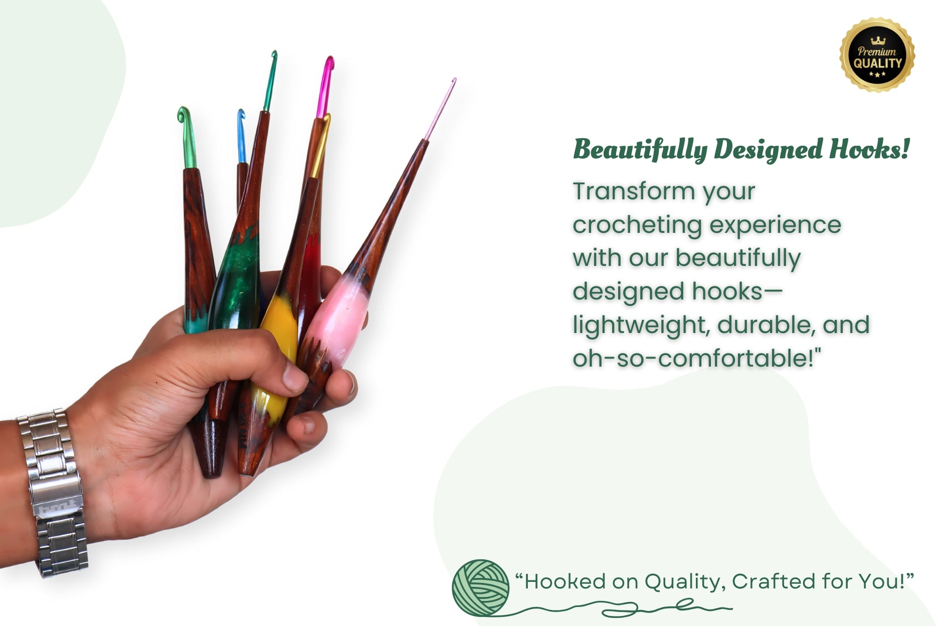 Wooden Crochet Hook Set | Handmade Rosewood & Resin Crochet Hooks
