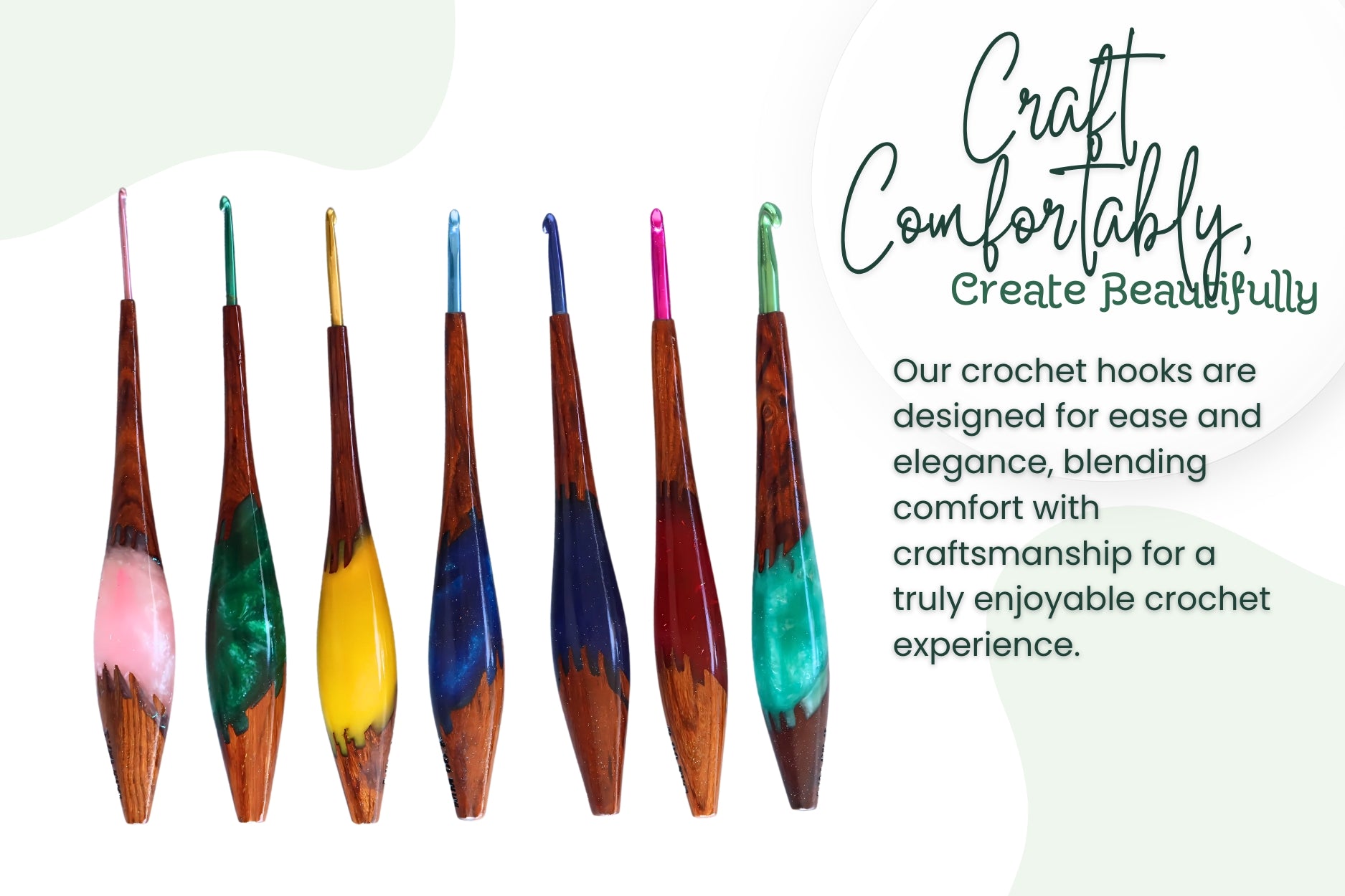 Wooden Crochet Hook Set | Handmade Rosewood & Resin Crochet Hooks